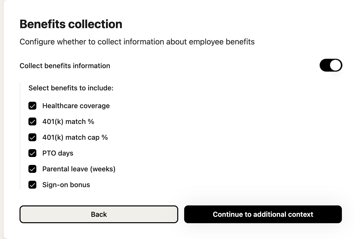 Benefits interview pack filtered for US job market in the Salary Confidential poll configurator