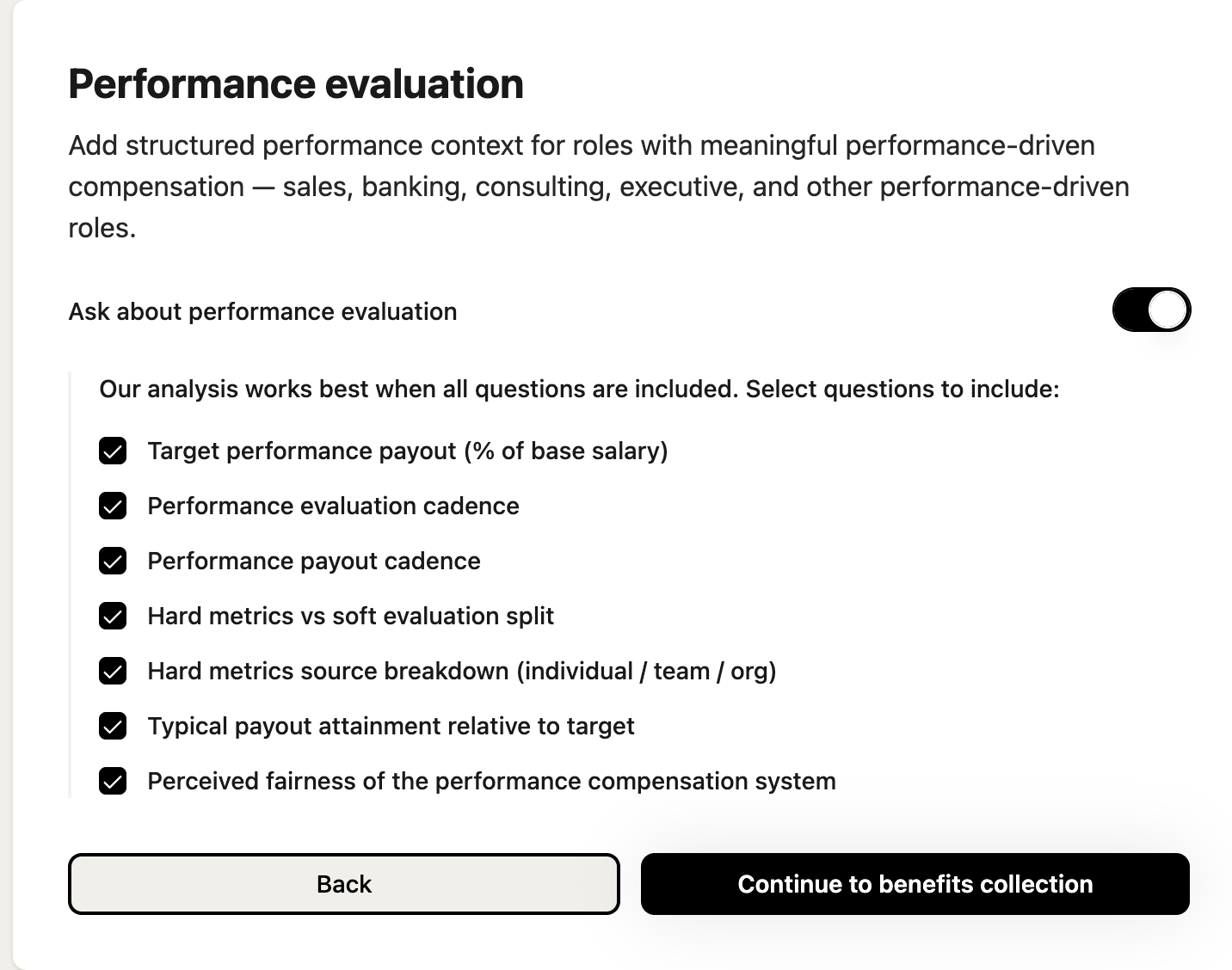 Performance pay interview pack in the Salary Confidential poll configurator