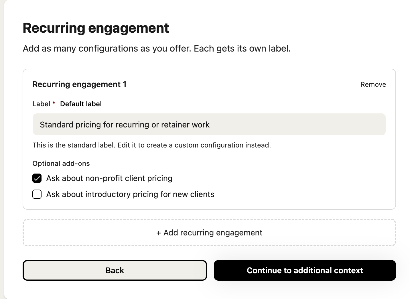 Recurring engagement pricing configuration in the Salary Confidential poll configurator