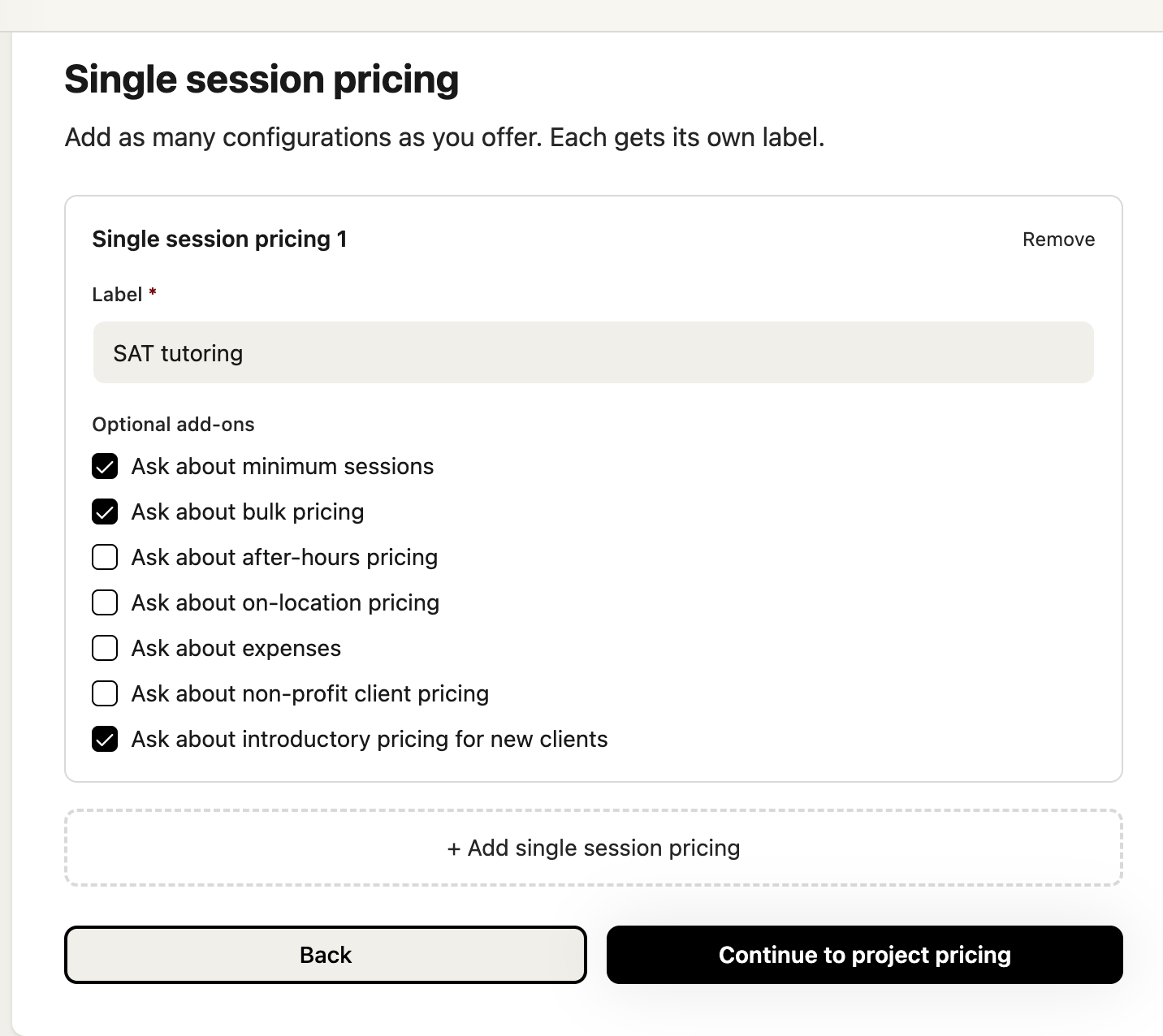 Single session pricing configuration in the Salary Confidential poll configurator