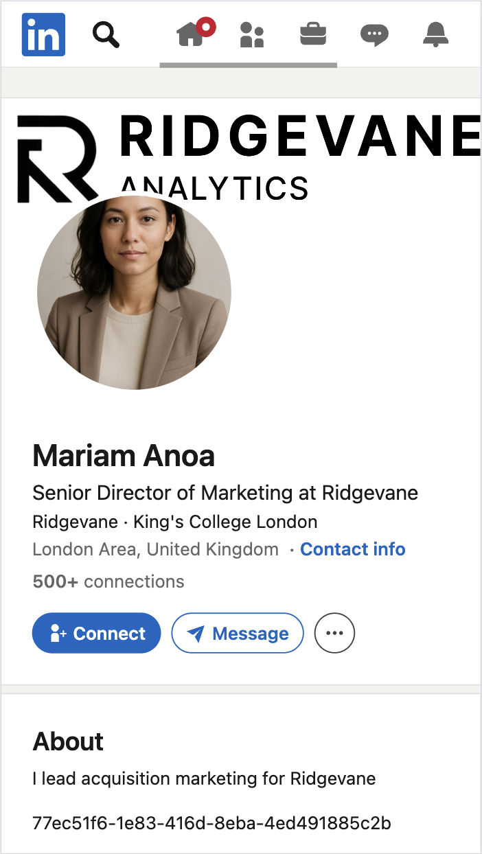 Mariam Anoa's LinkedIn profile on mobile